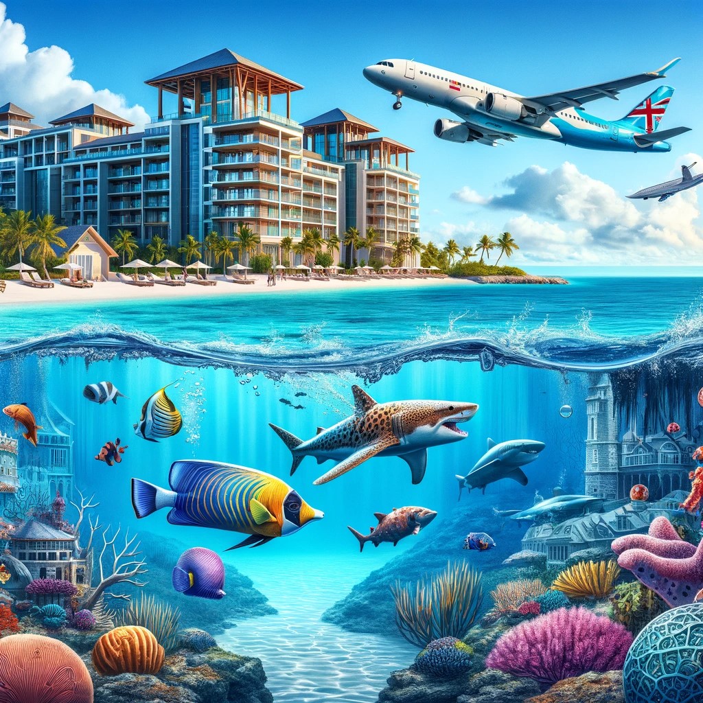 This illustration represents both the beauty of the underwater world of Turks and Caicos and the journey you undertook to Europe, symbolizing a journey full of discovery and excitement.