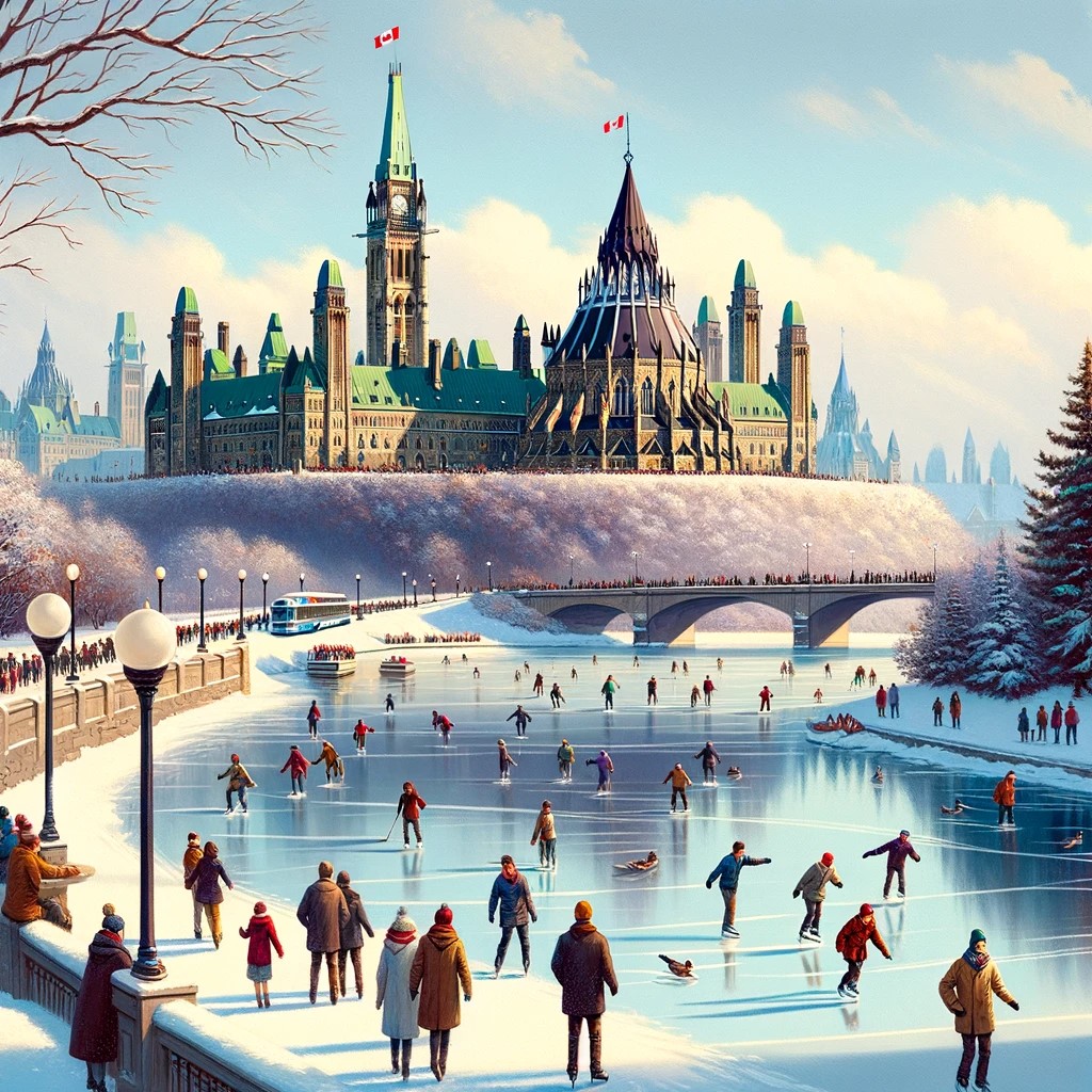 the image that portrays the serenity and rich culture of Ottawa, showing both the vitality of life in the city and the natural beauty that surrounds it.