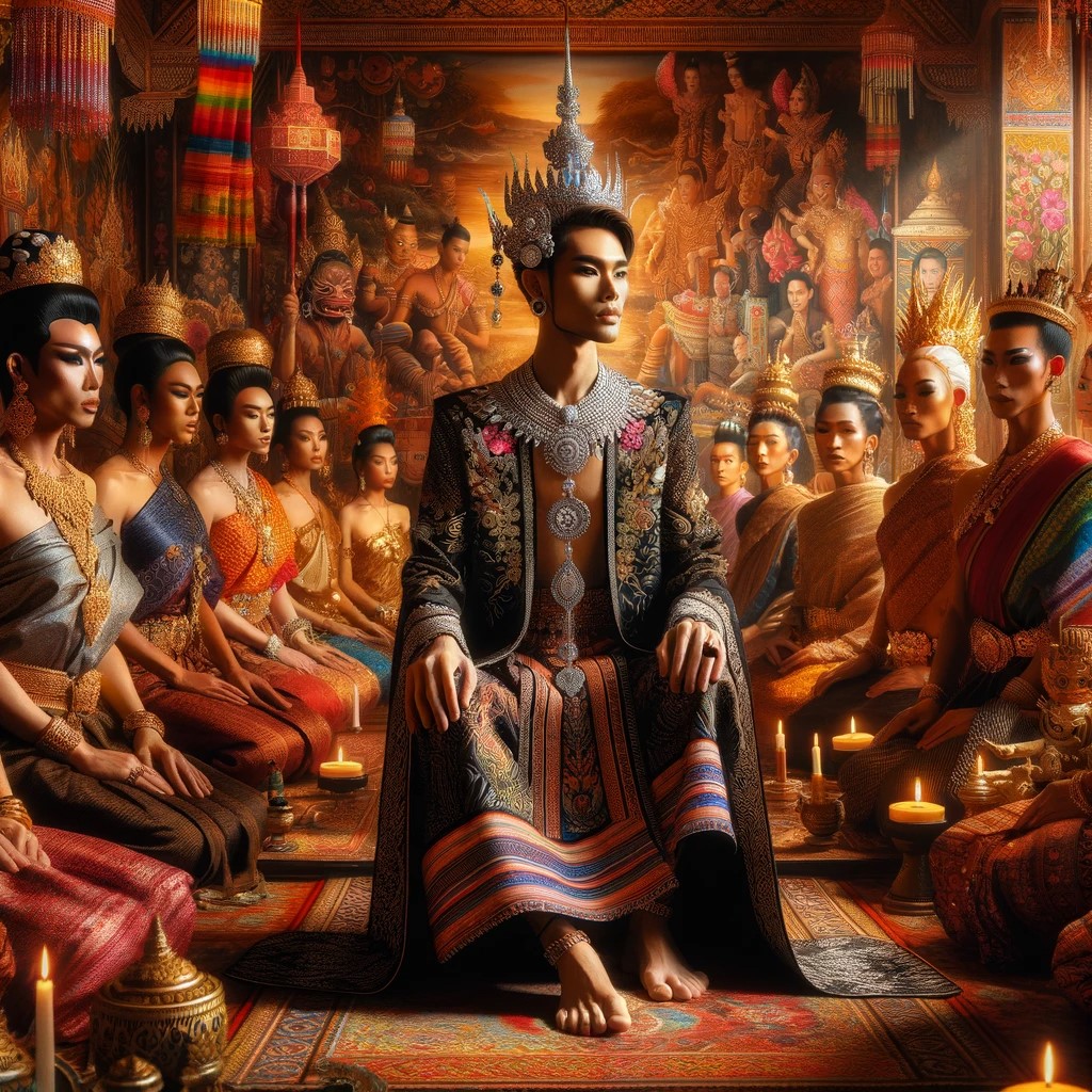 l'image qui célèbre la diversité et les couleurs de la communauté Kathoey en Thaïlande, en mettant l'accent sur l'acceptation et le respect.